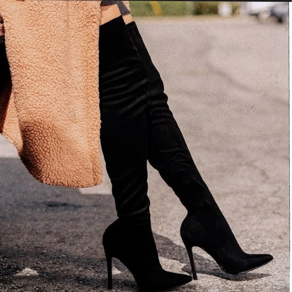 8.5, 10 Low Stock  Into It - Black boots over knee - Picture 5 of 10